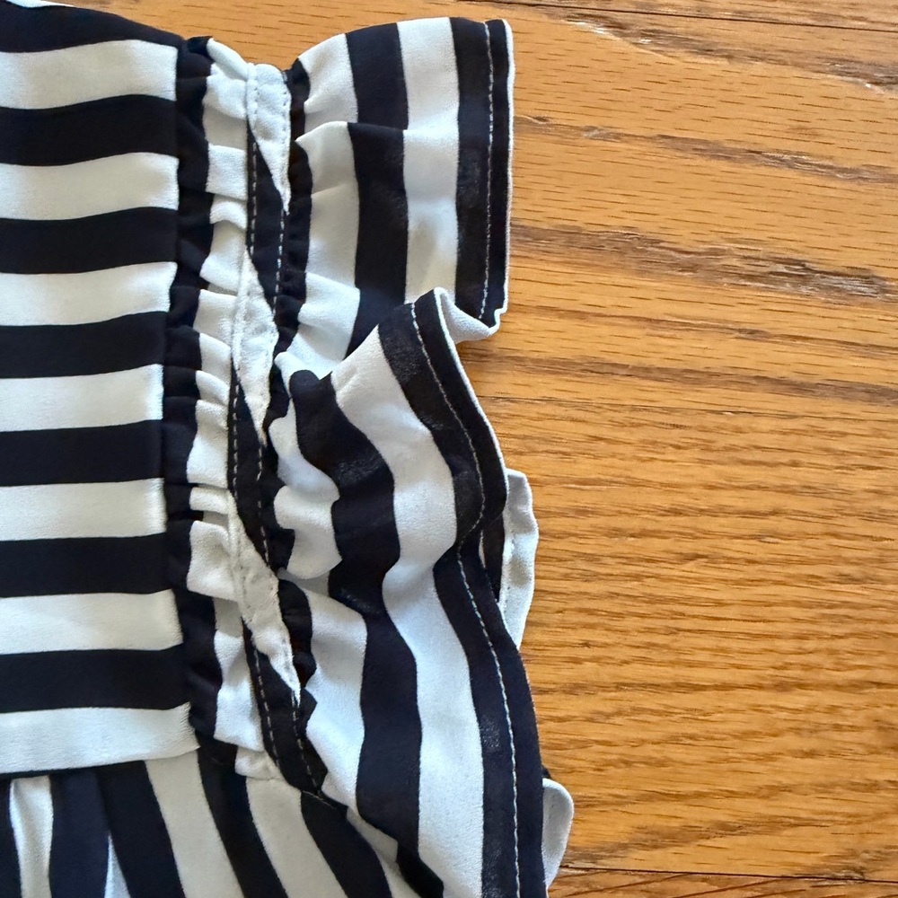 LOFT Striped Ruffled Sleeveless Shell - Picture 3 of 4